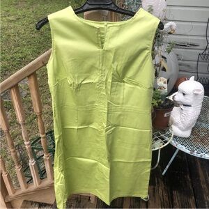 Preppy Girl Lime Chartreuse Green Shift Dress Sz 12 Sleeveless Cotton Palm Beach